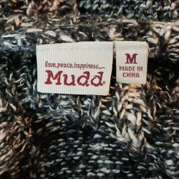 Mudd Womens M Black White Marled Knit Sweater Long Sleeve Pullover Casual Top - Picture 6 of 8